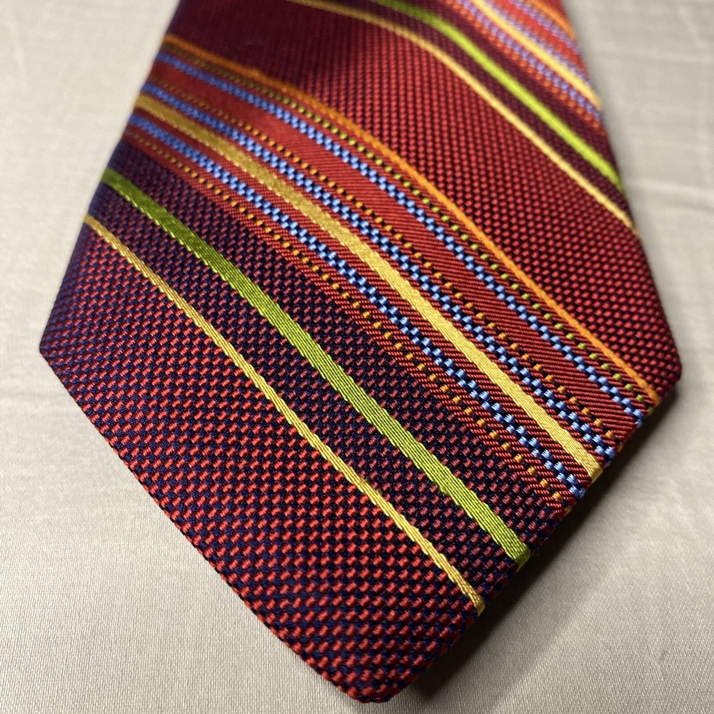 De Dinno Red Stripe Tie Classic Lawyer Interview Christmas Valentine Silk/Cotton
